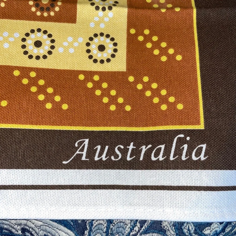 I Love Australia Kangaroo Boomerang Dot‎ Art Cotton Tea Towel Brown Ochre 30
